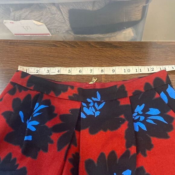 J. Crew Womens Casual Red Black Blue Floral Casual A Line Mini Skirt Pockets Sz - Picture 4 of 7